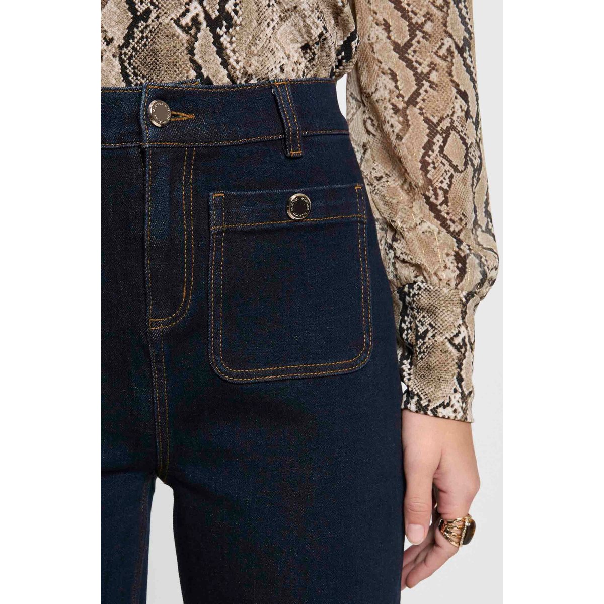 Pantalon jambe large 7/8ème denim brut, MORGAN