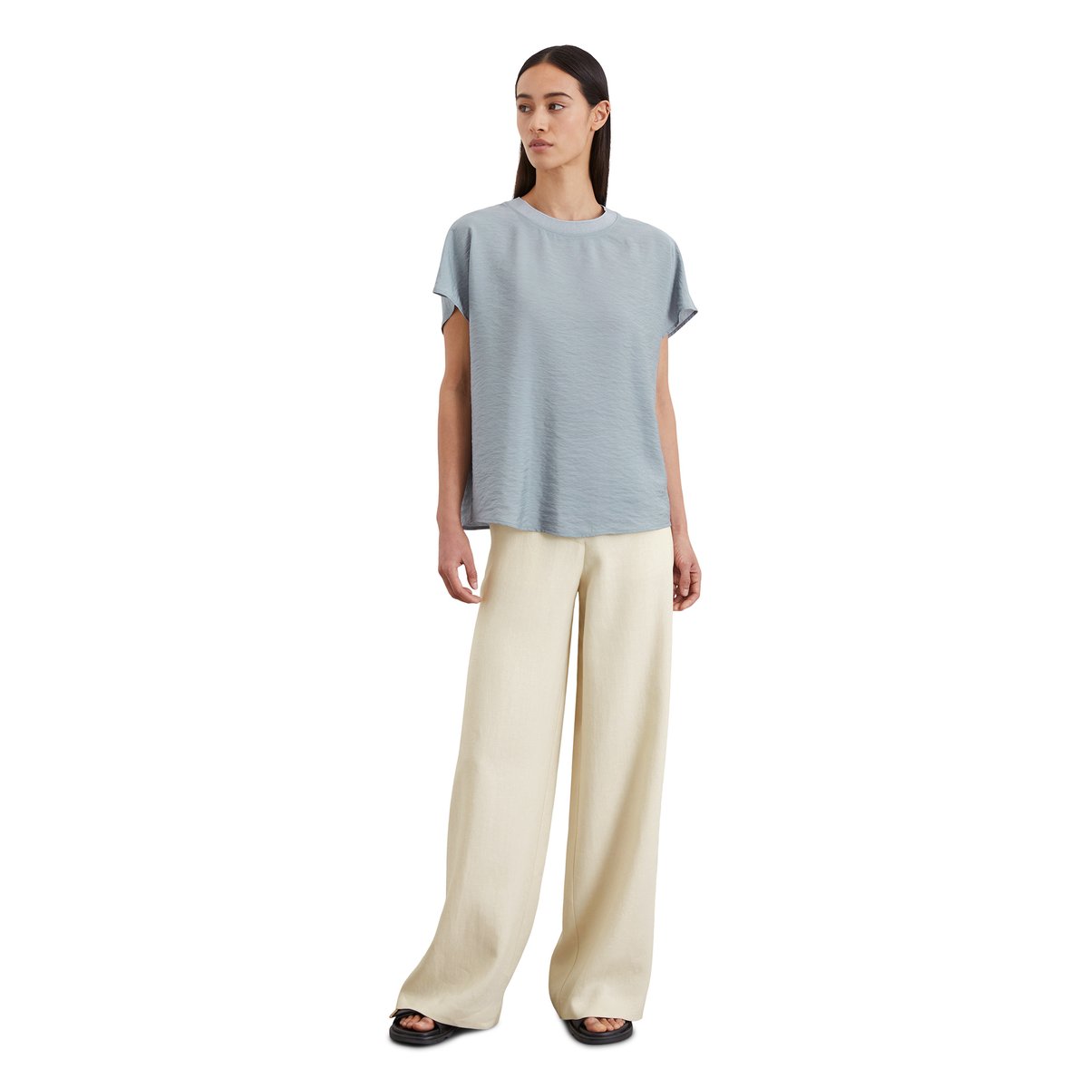 Chemisier régulier en viscose mélangée Crinkle bleu clair, MARC O'POLO