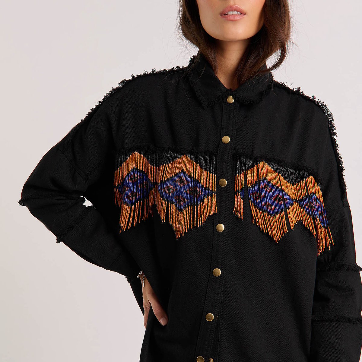 Veste à motifs et perles JOSEFA noir, WILD