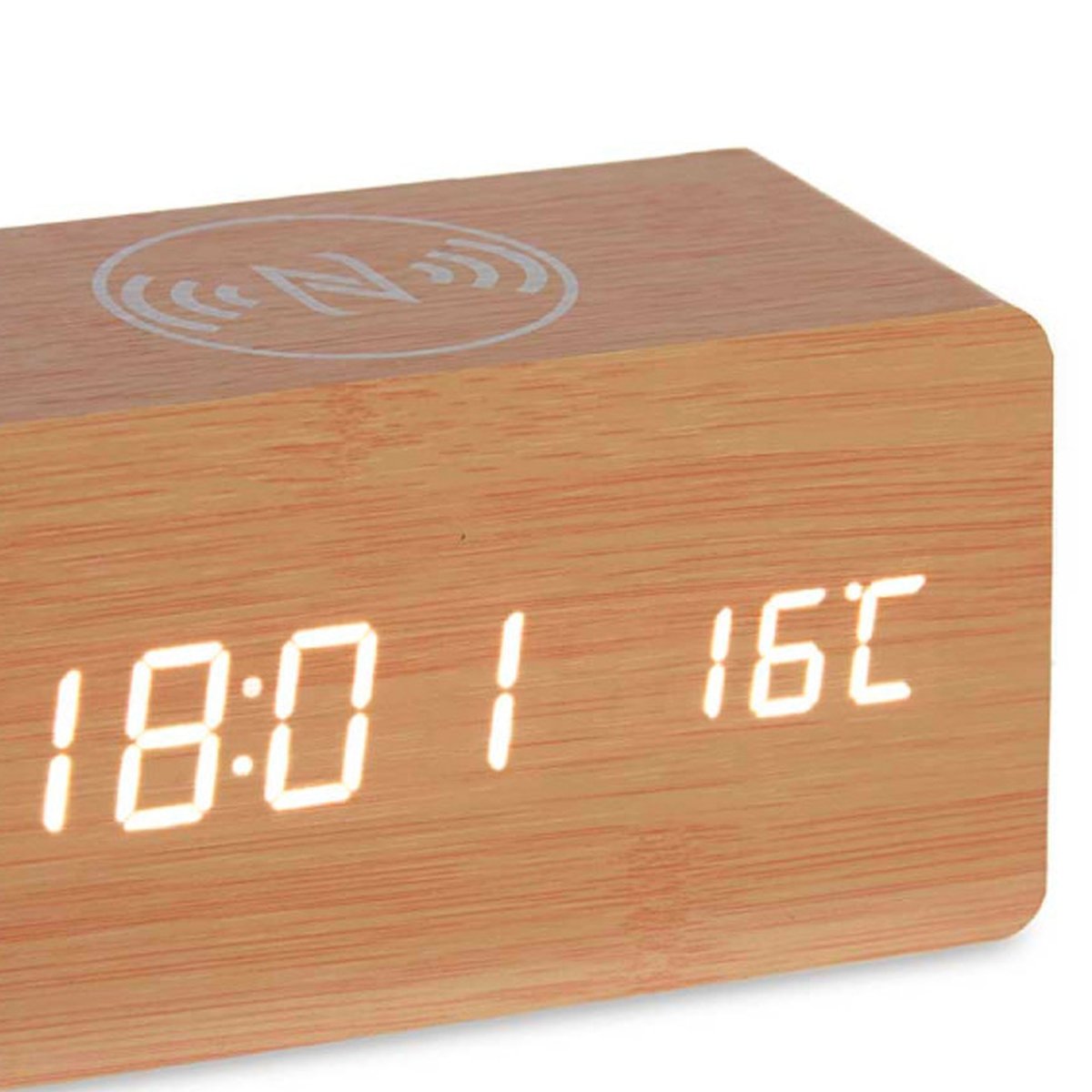 Horloge réveil digital à poser bois 15x7.5x7cm bois, WADIGA