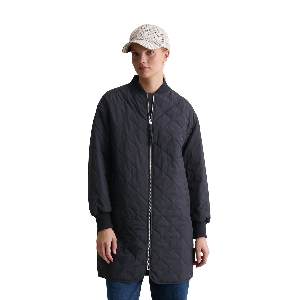 Manteau matelassé léger relaxed en nylon recyclé bleu foncé, MARC O’POLO DENIM