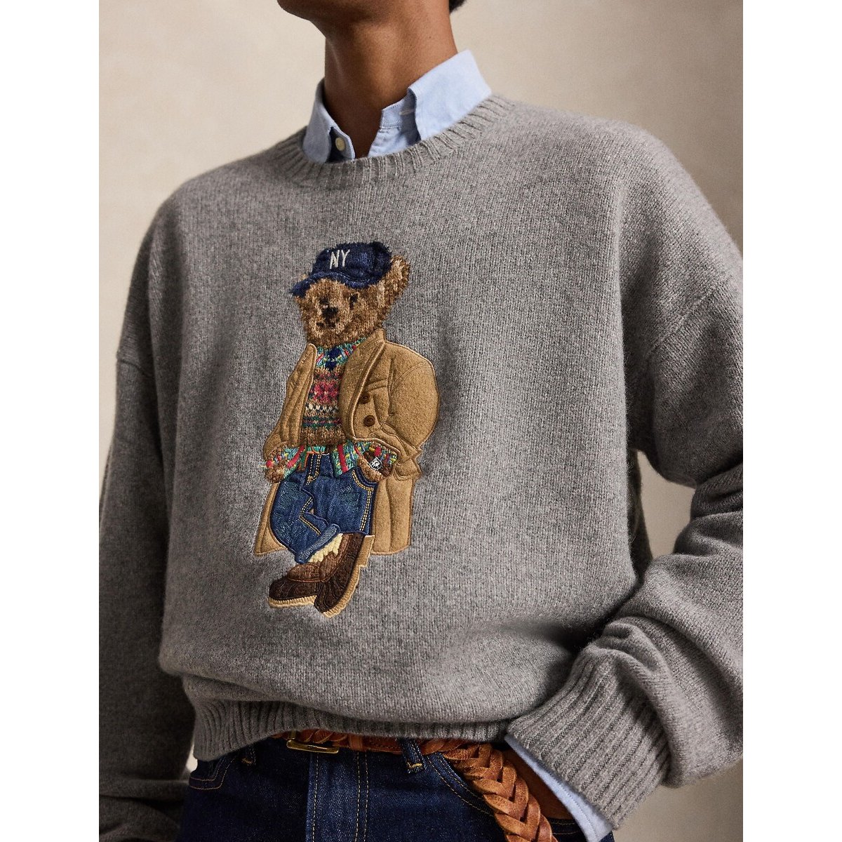 Bear-trui, van gemengde wol, Relaxed Fit grijs, POLO RALPH LAUREN