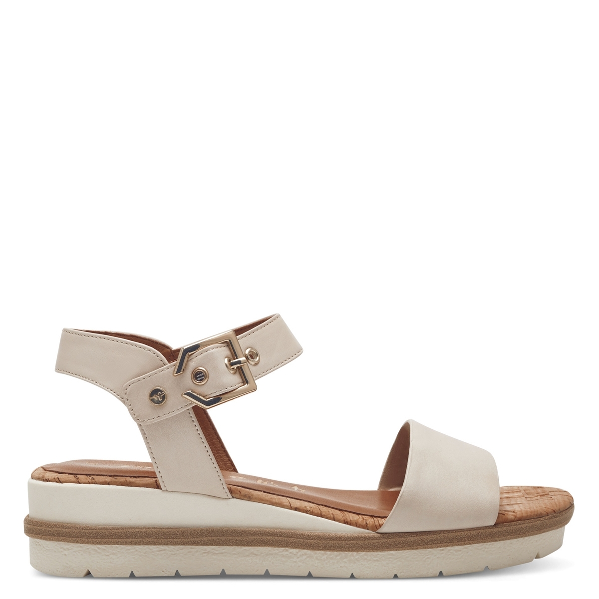 Sandale à talon en cuir beige ivoire, TAMARIS