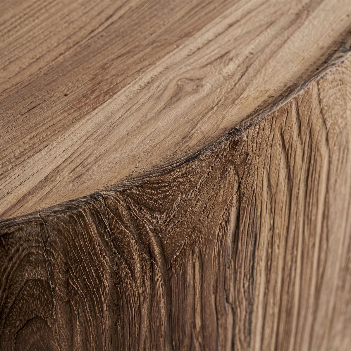 Table basse en bois de chemin de fer style rustique brun clair bois naturel sablé, RECOLLECTION