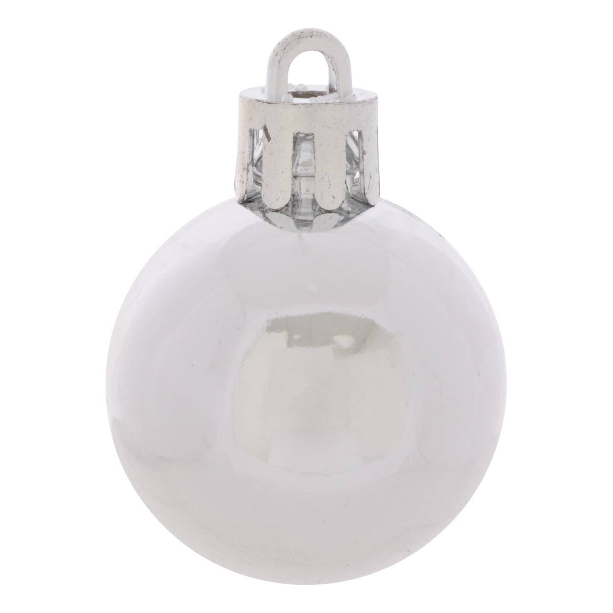 Kit de 35 boules de Noël en plastique petit modèle écru argent, FEERIC LIGHTS & CHRISTMAS