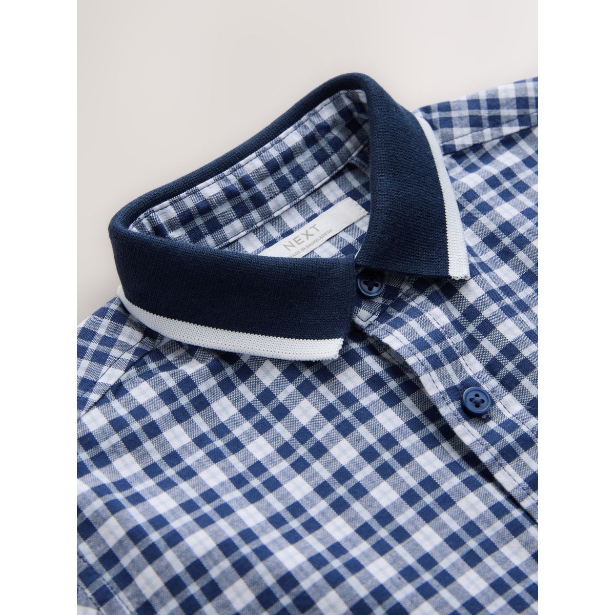 Chemise habillée à manches courtes vichy marine, NEXT