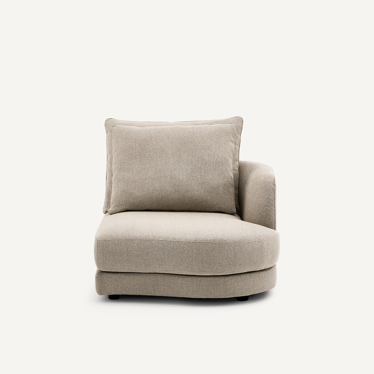 Rechtes, abgerundetes, modulares Halbsofa aus Tweed, TIBERIO natur/hellgrau, AM.PM