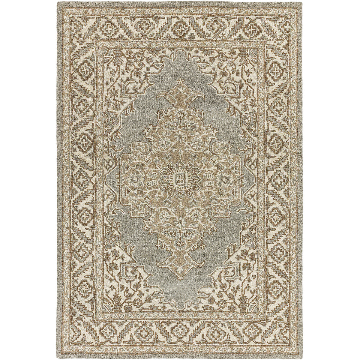 Traditional Persian Style Medallion Rug in 100% Wool natural beige, ÉDITÉ