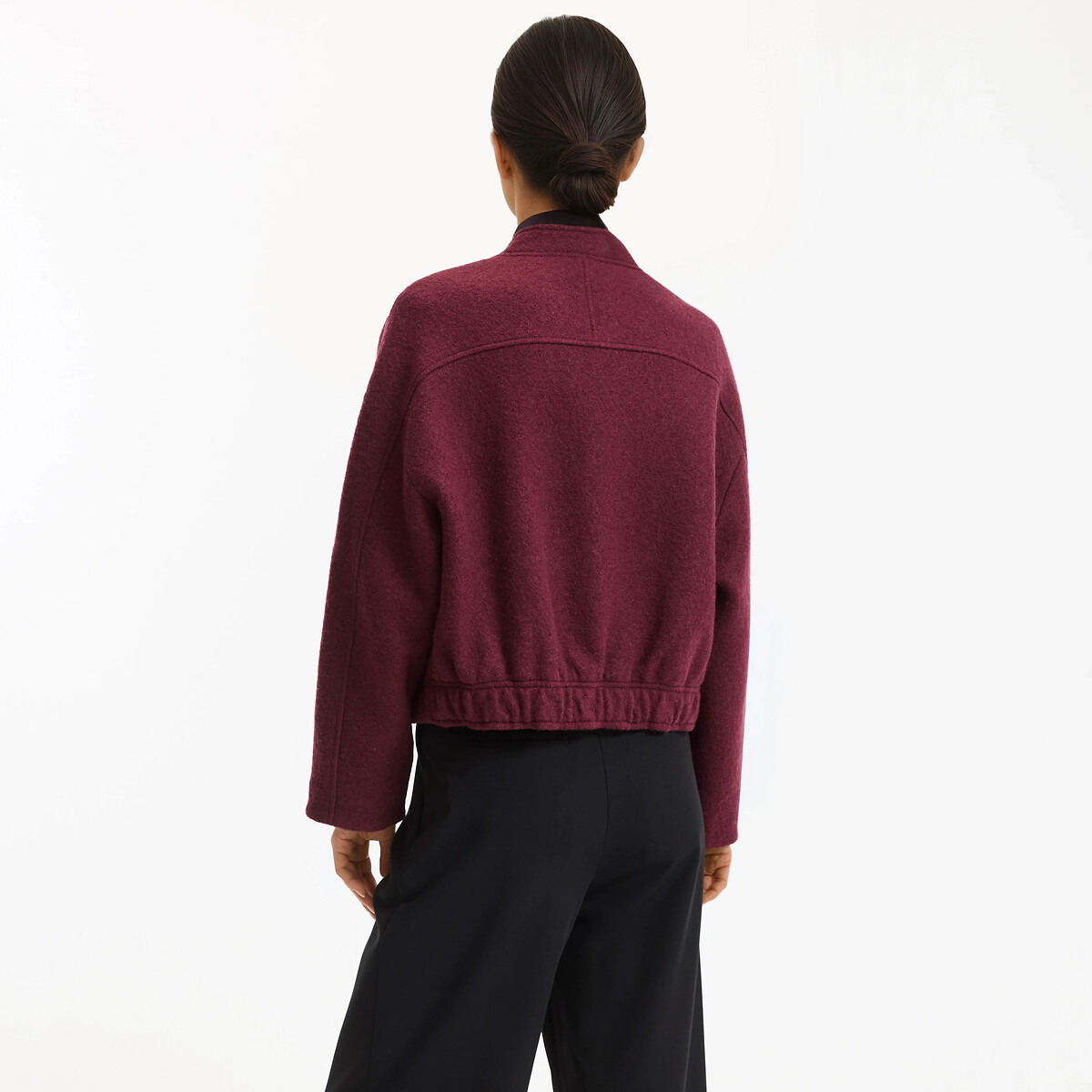 Blouson court pressionné rouge bordeaux, LA REDOUTE COLLECTIONS