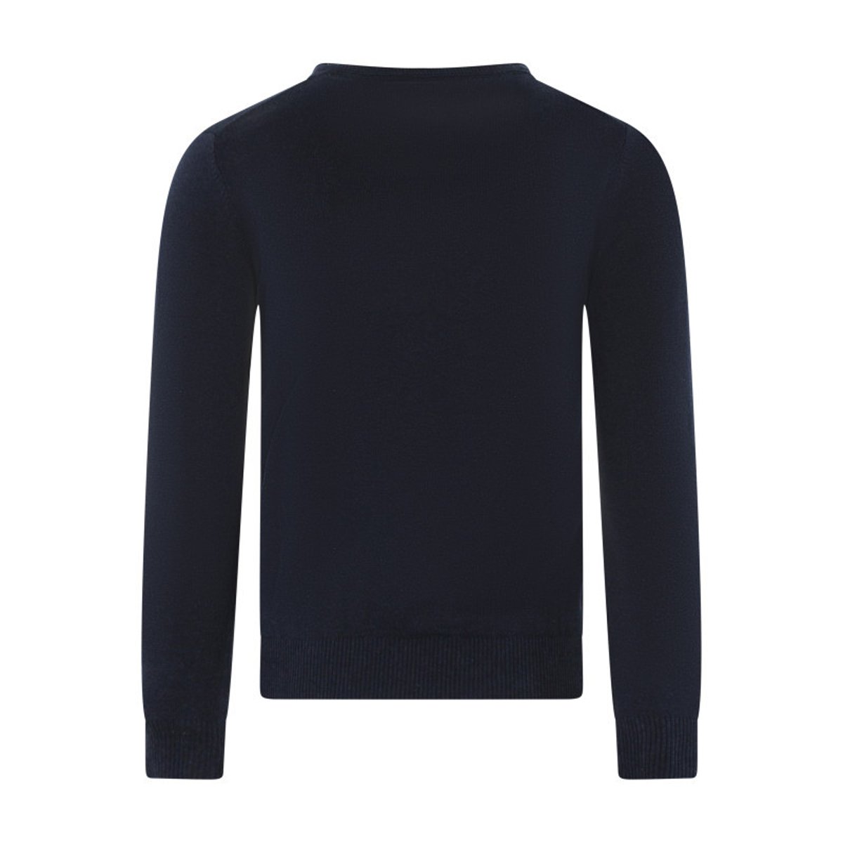 Pull en coton bleu clair à coupe droite pourvu d'un col v côtelé bleu foncé, TEDDY SMITH