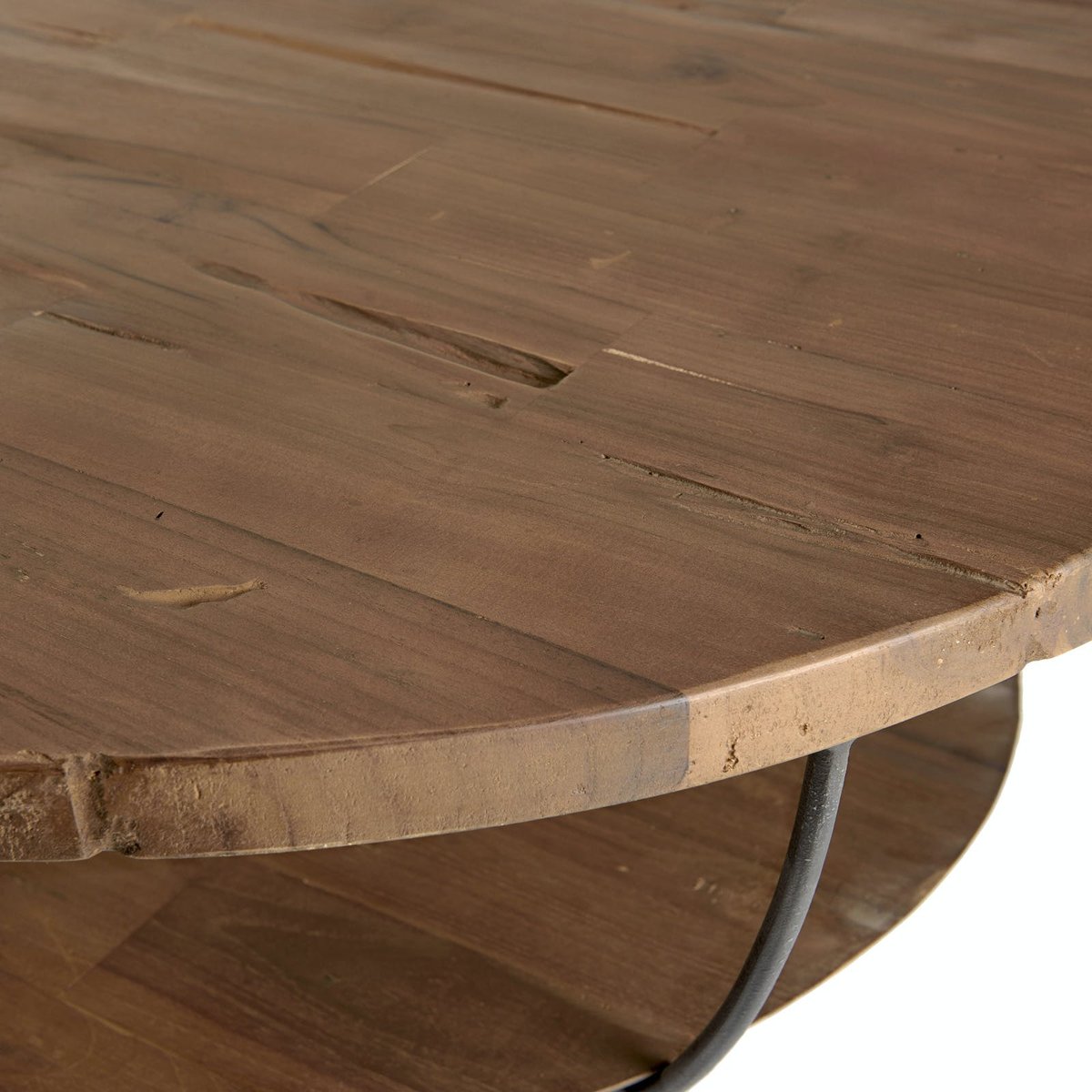 Table basse ronde double plateau teck/métal SWING noir, PIER IMPORT