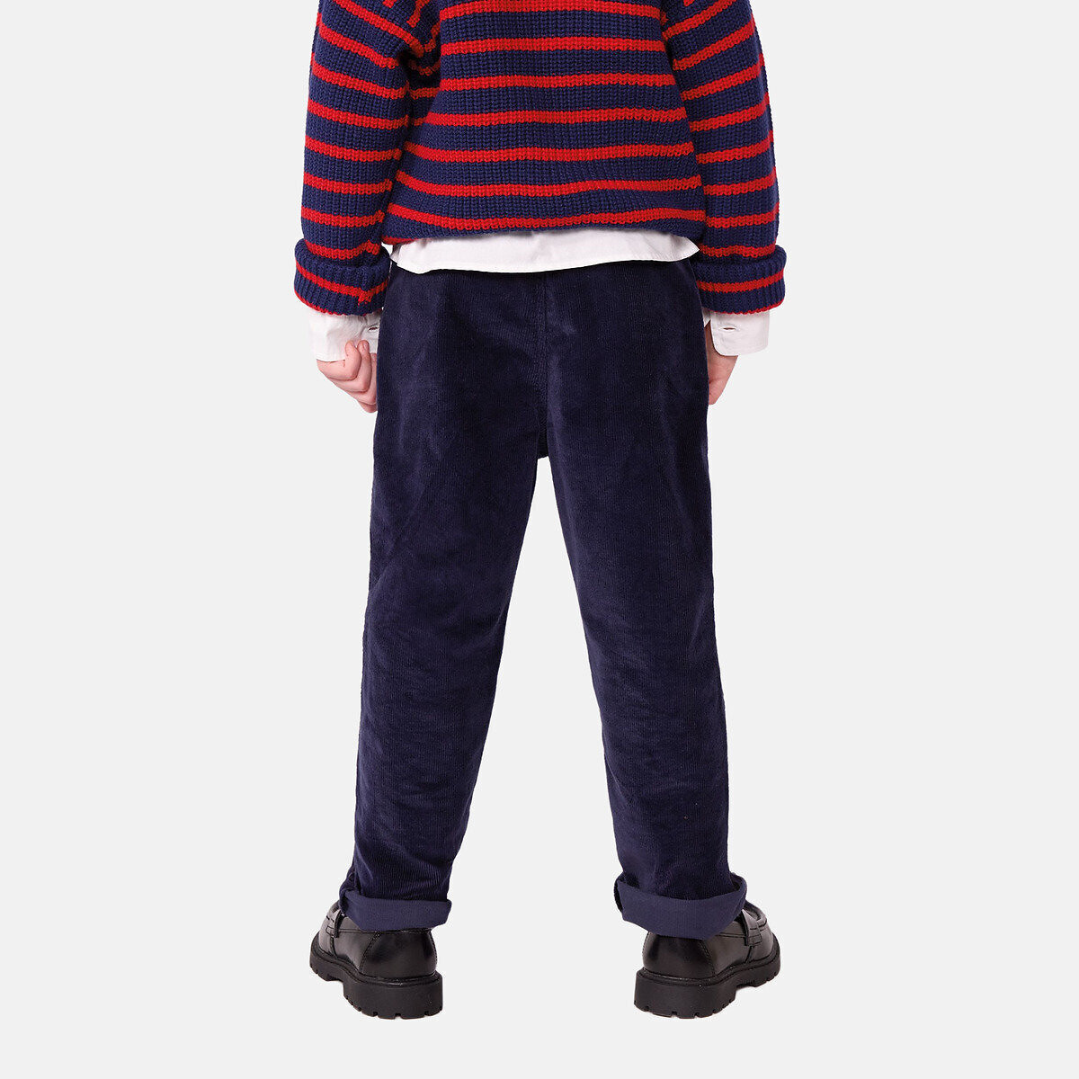 Pantalón recto de terciopelo azul marino, PETIT BATEAU