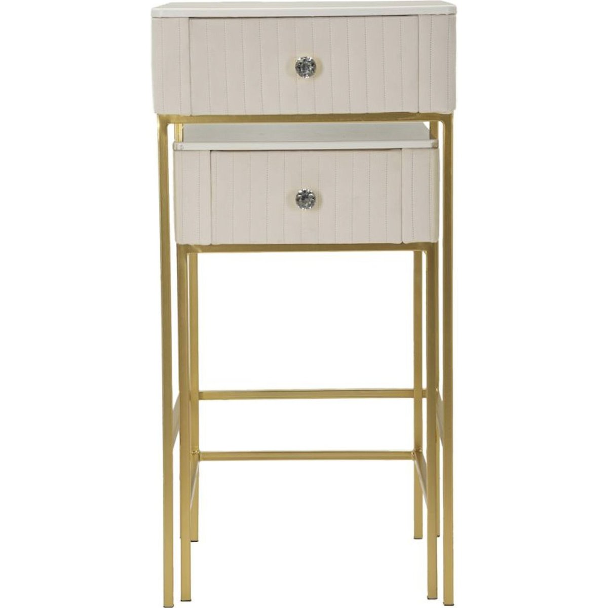 Lot de 2 tables hautes pin et métal GLAM crème et or, RECOLLECTION