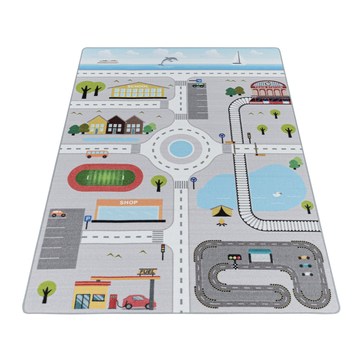 Tapis enfant circuit PLAY gris, NAZAR RUGS
