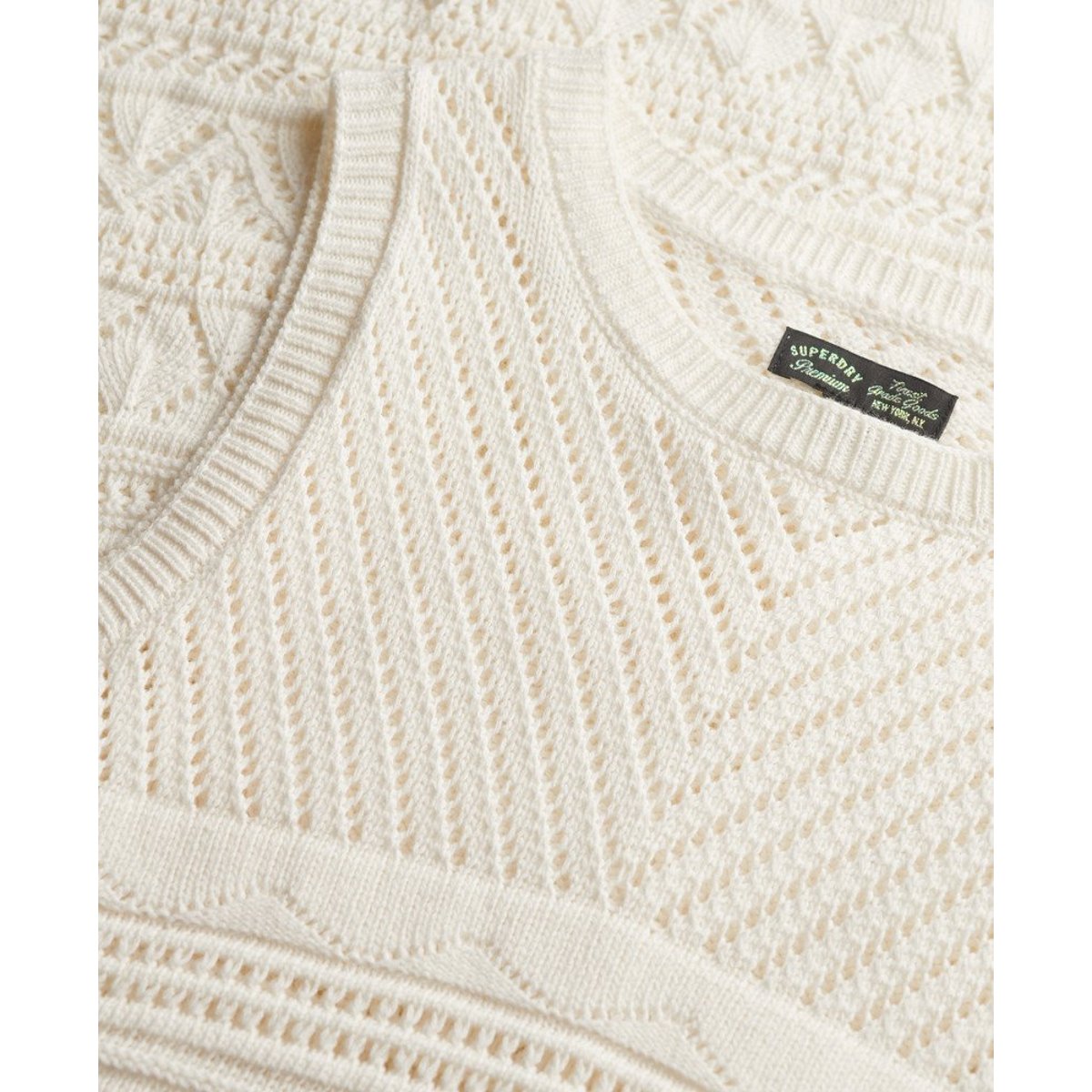 Robe courte en crochet blanc cassé os du désert, SUPERDRY