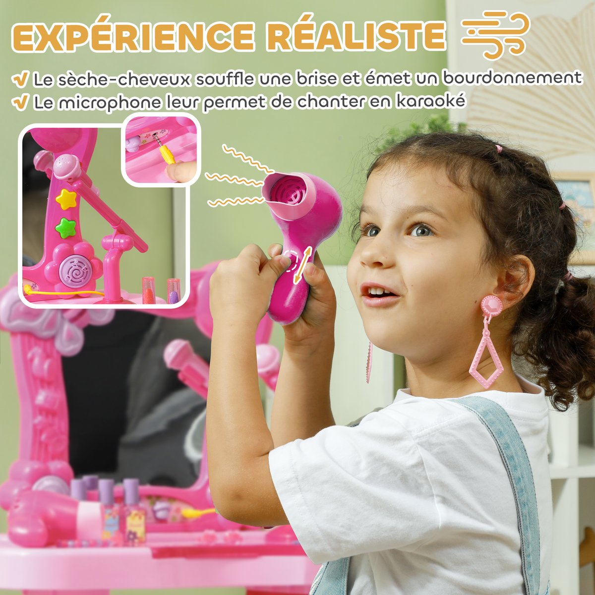 Ensemble de jeu « Coiffeuse pour enfants » rose, AIYAPLAY