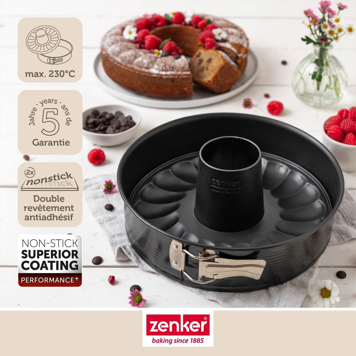 Moule à manqué et à savarin double fond 26 cm PERFECTBACK+ noir, ZENKER