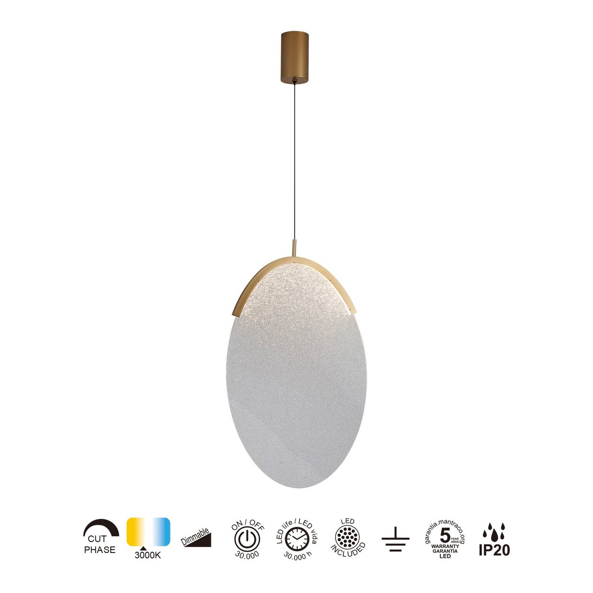 Suspension en métal design, OASIS doré, MANTRA