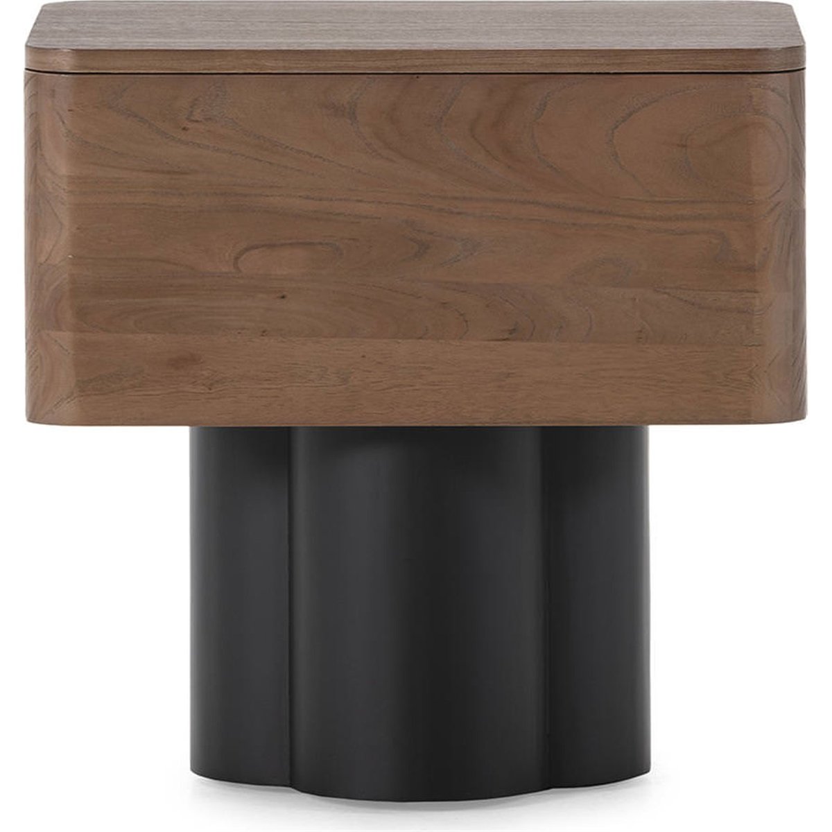 Table de chevet en orme massif noyer et noir mat, RECOLLECTION