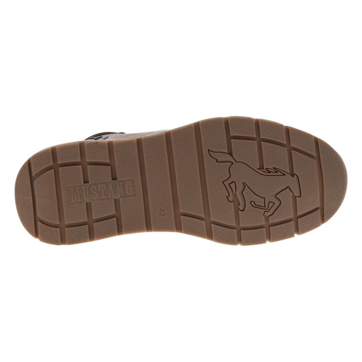 Baskets cognac à talon plat avec des lacets et un zip latéral cognac, MUSTANG