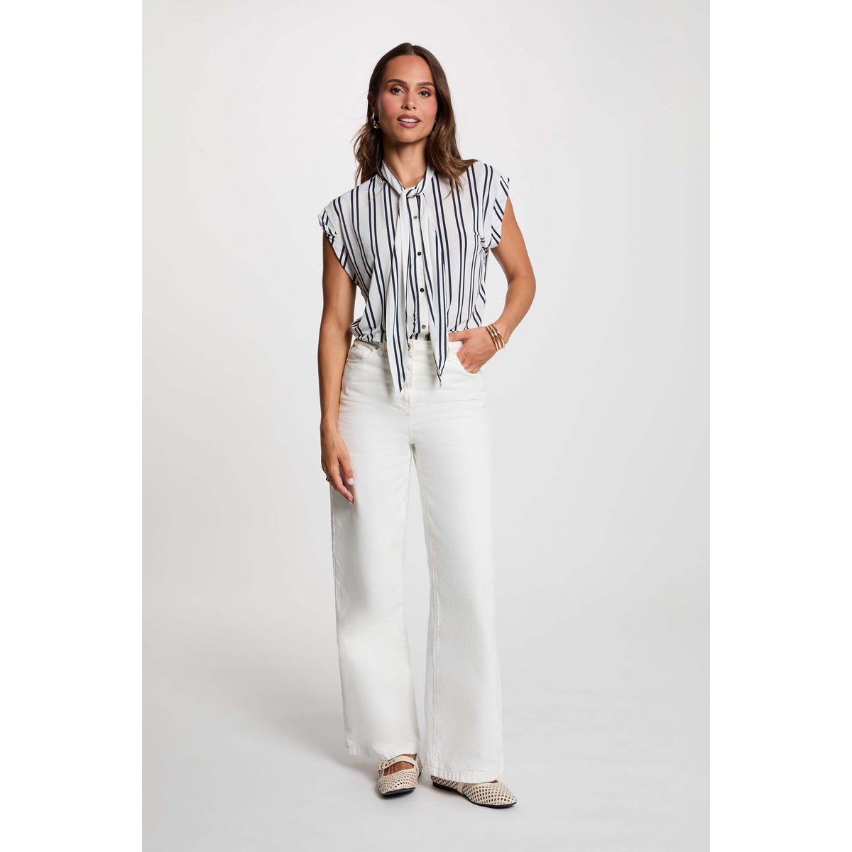 Chemise col lavallière blanc, MORGAN