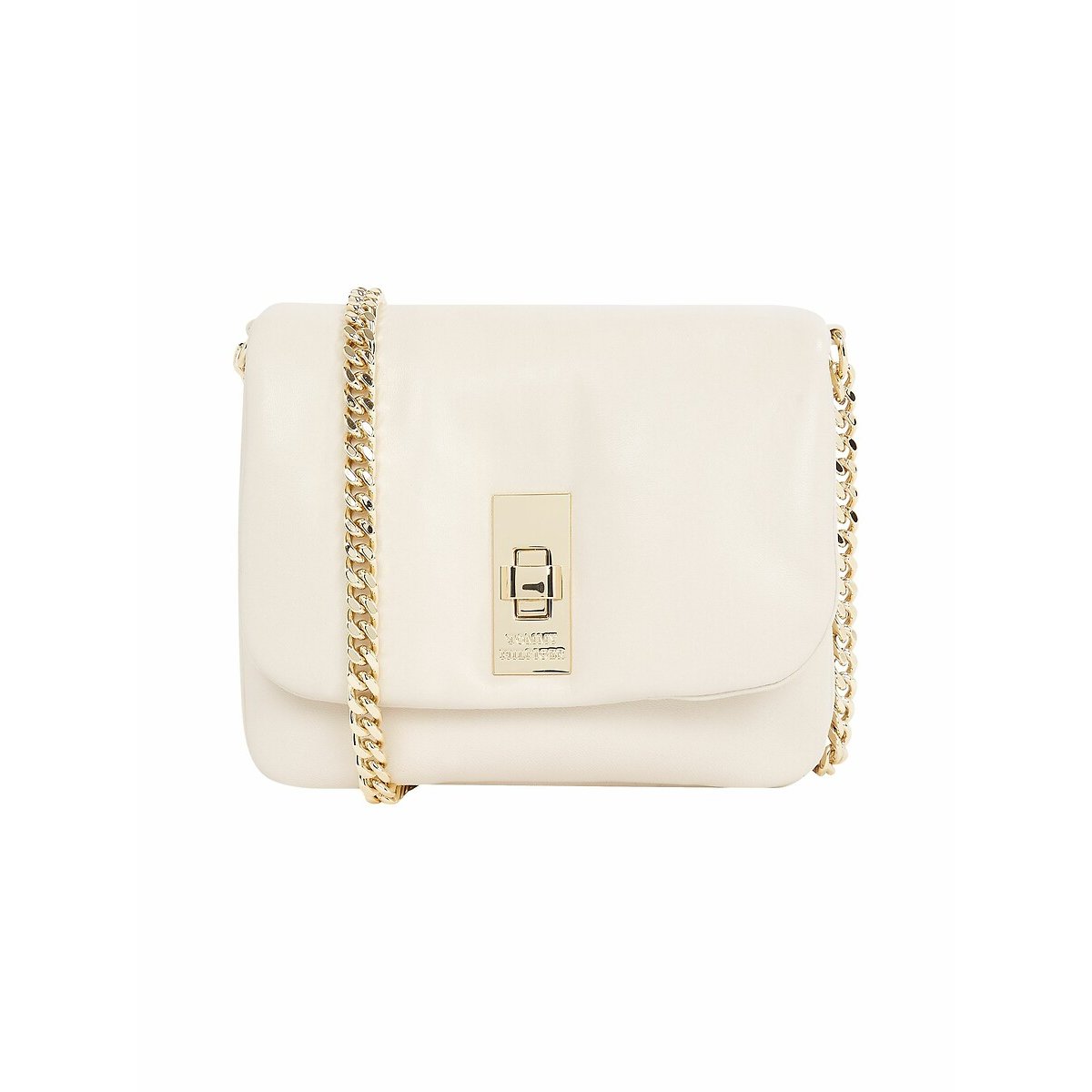 Soft Leather Crossover Bag with Chain Strap beige, TOMMY HILFIGER