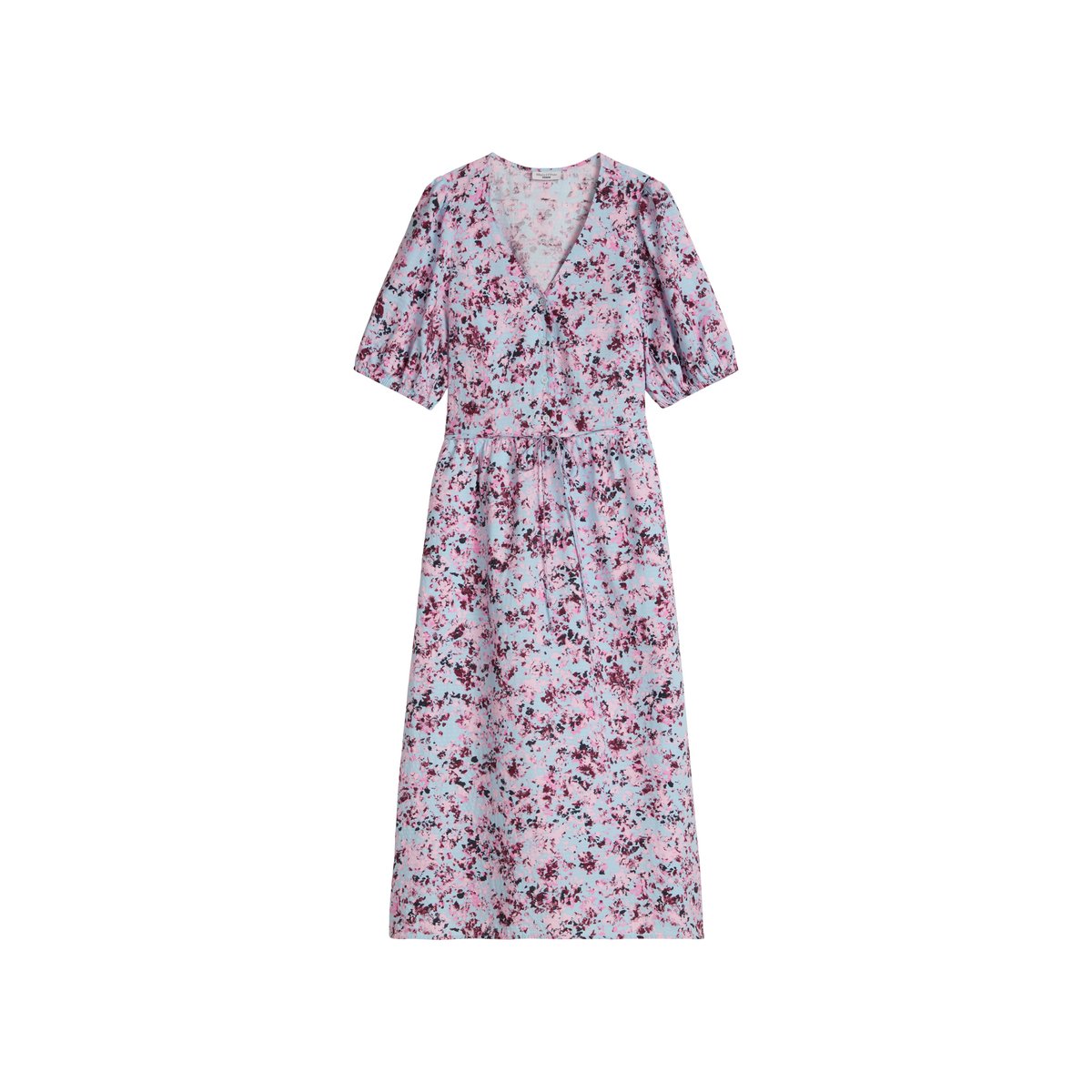 Robe imprimée relaxed en mélange de viscose avec effet froissé bleu clair, MARC O’POLO DENIM
