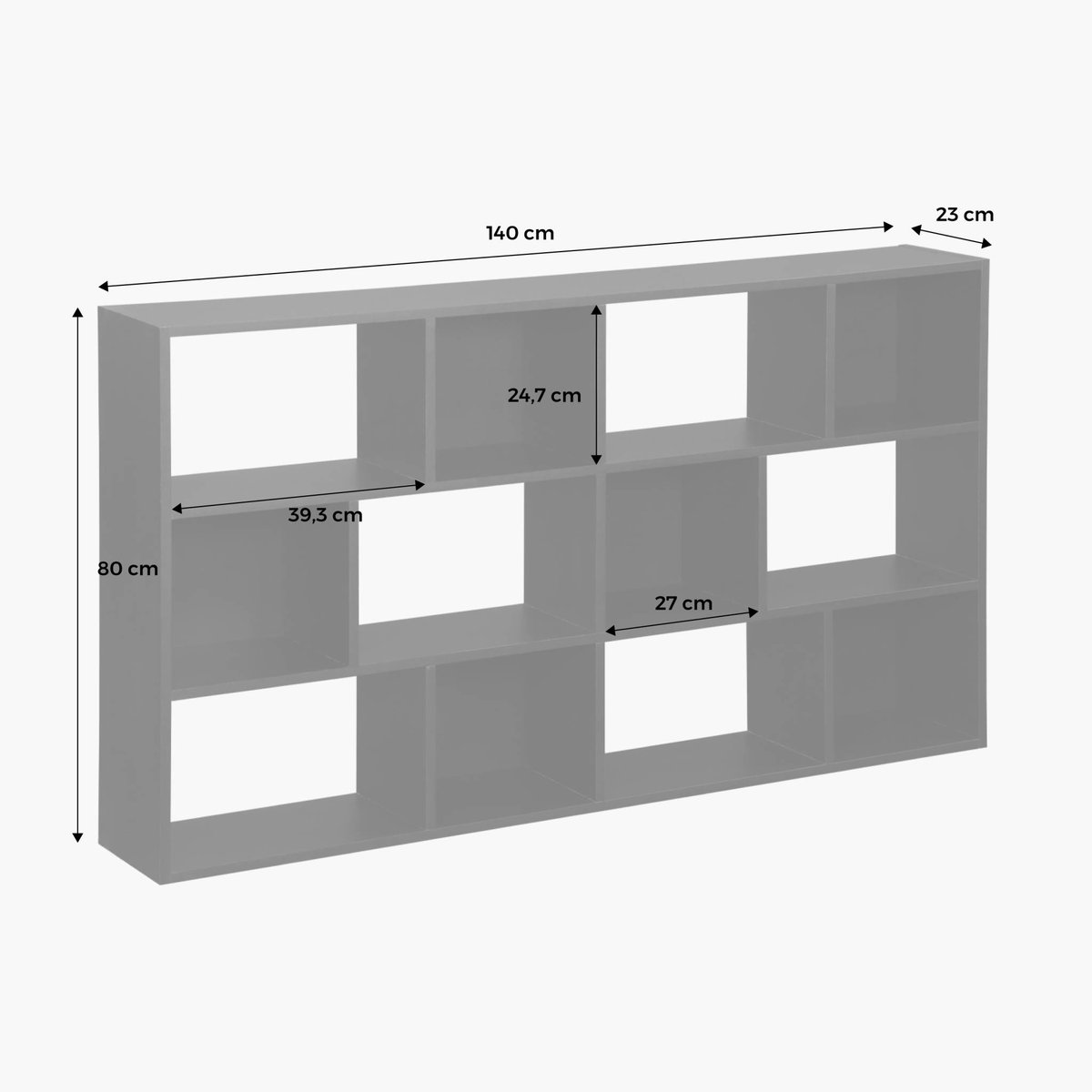 Etagère bibliothèque décor bois 3 étagères 12 compartiments PIETER naturel, SWEEEK