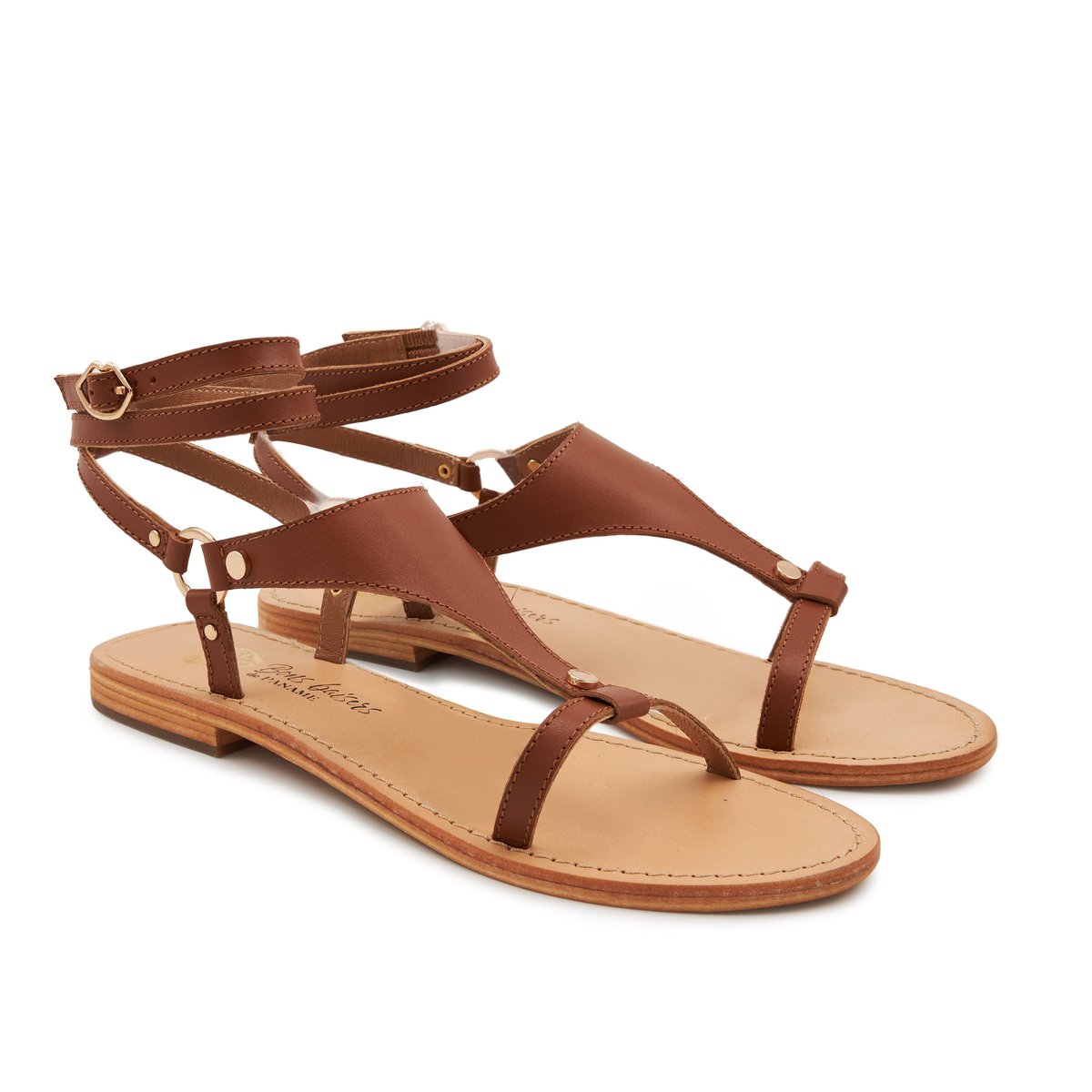 Sandales En Cuir Marbella cognac, BONS BAISERS