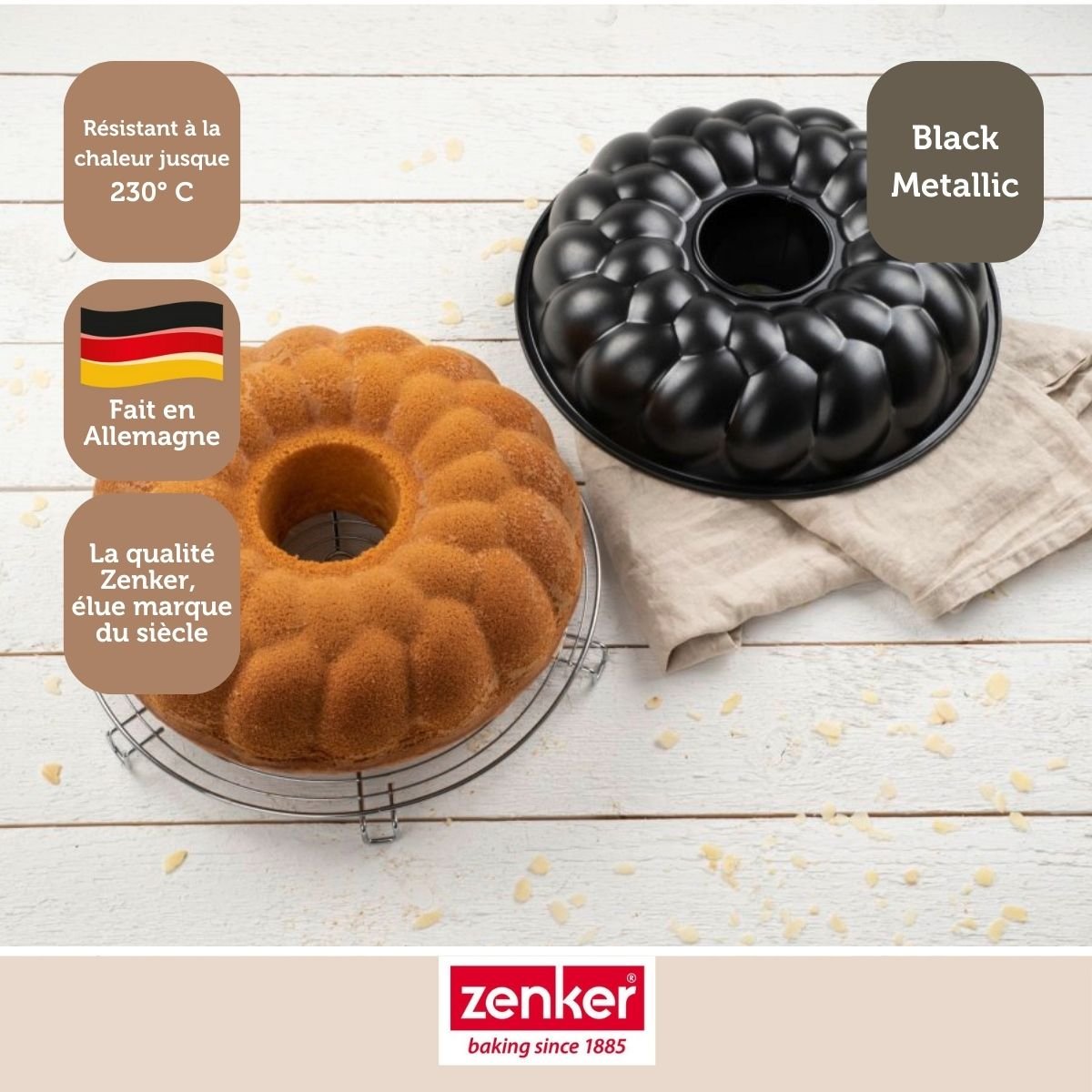 Lot de 2 moules à gâteaux 32/32 cm Black mettallic Black noir, ZENKER