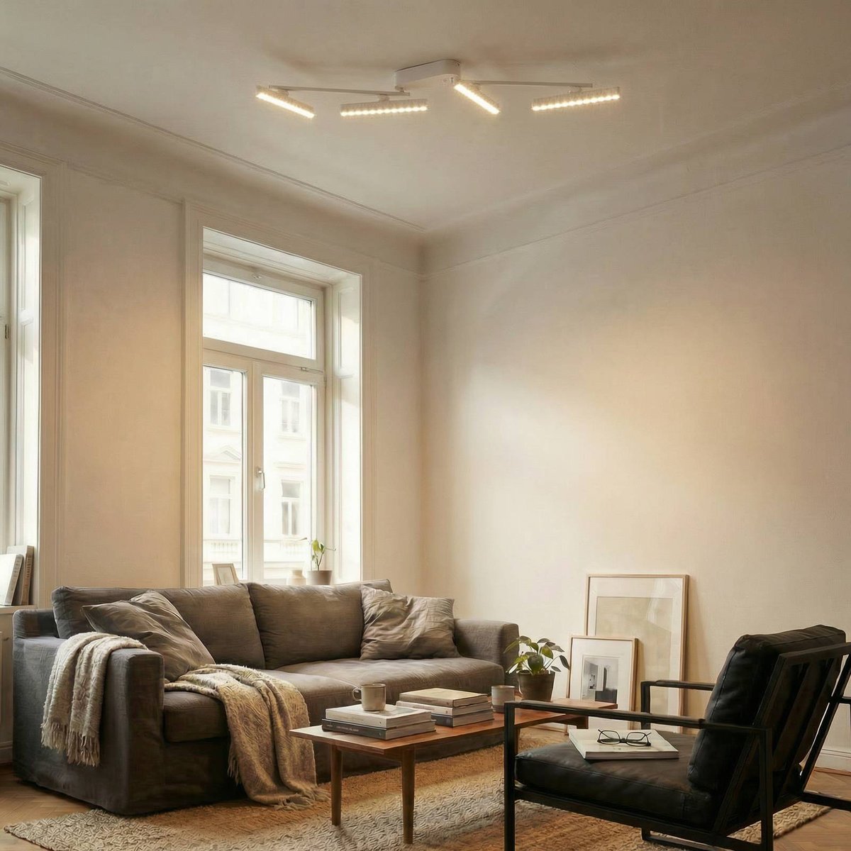 Plafonnier en métal moderneLED, Eldrin blanc, LINDBY