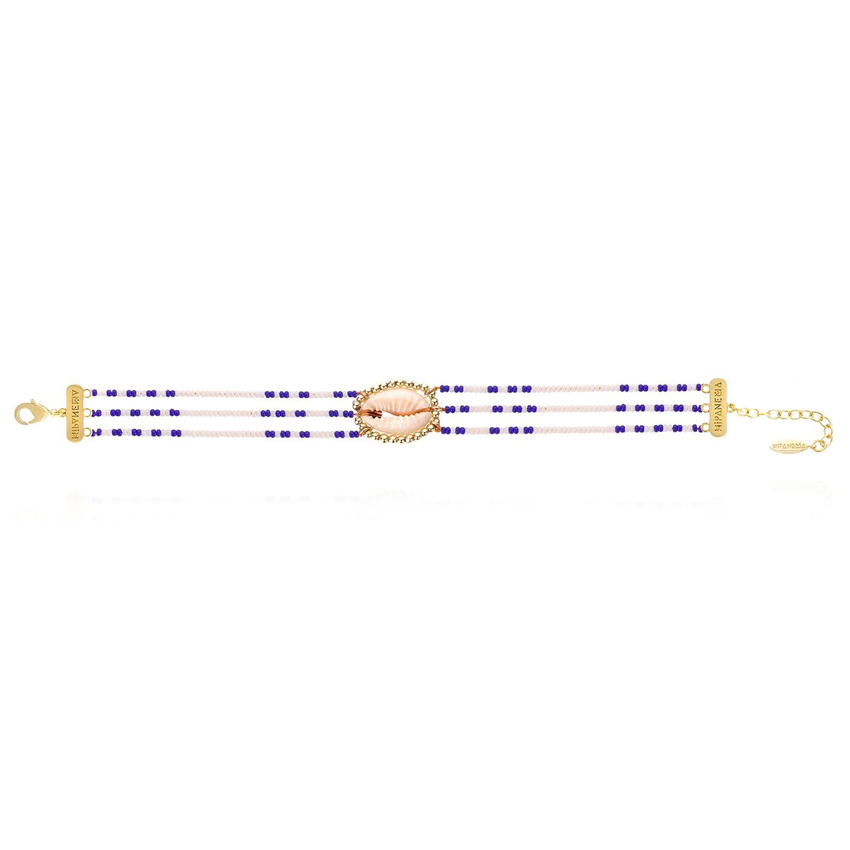 Bracelet ajustable avec perles et cabochon central HOMERE blanc, HIPANEMA