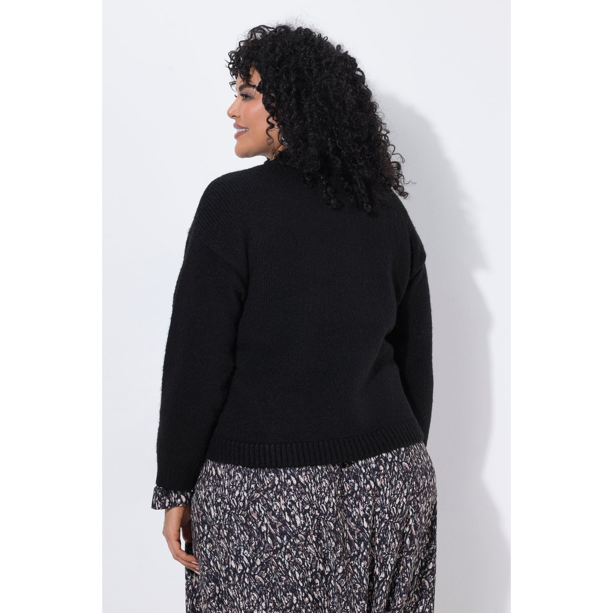 Pull en maille fine, col montant noir, ULLA POPKEN