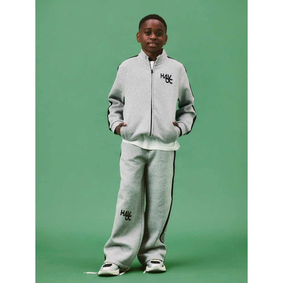 Sweat Zippé gris - grey melange1, NAME IT