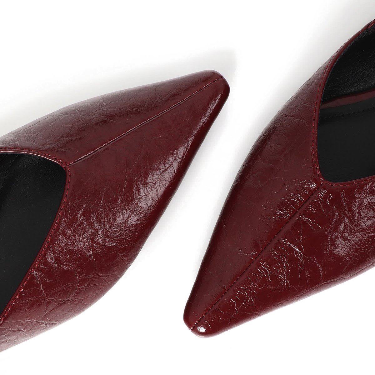 Ballerines plates à boucle effet cuir vielli bordeaux, LOLA CASADEMUNT