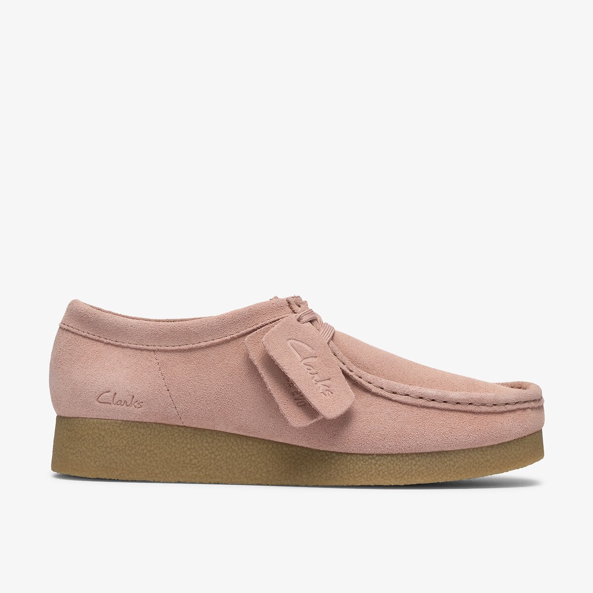 Chaussures Wallabee Evo en cuir suédé rose pale, CLARKS