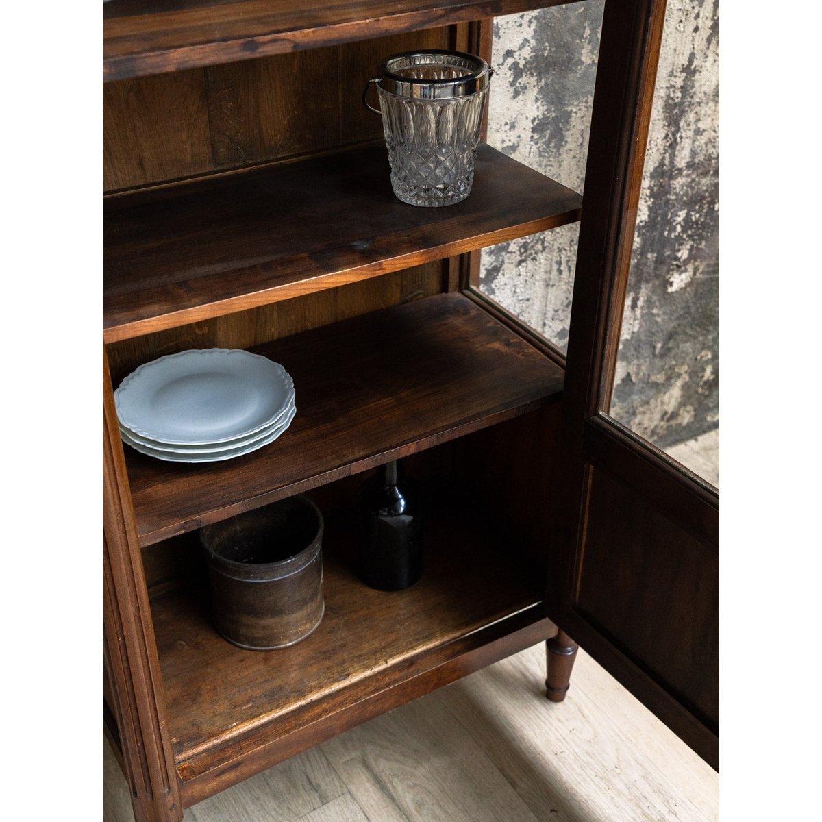 Vitrine en marbre Victoria N°1255 - Bon état bois foncé, DEBONGOUT