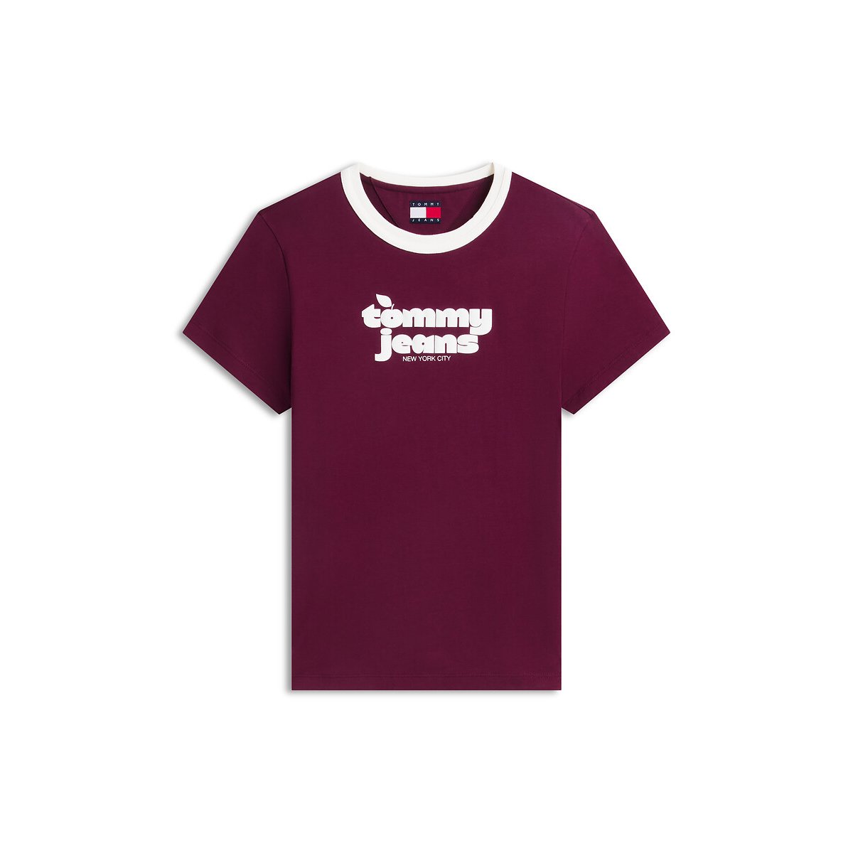 Tshirt col rond manches courtes bordeaux, TOMMY JEANS