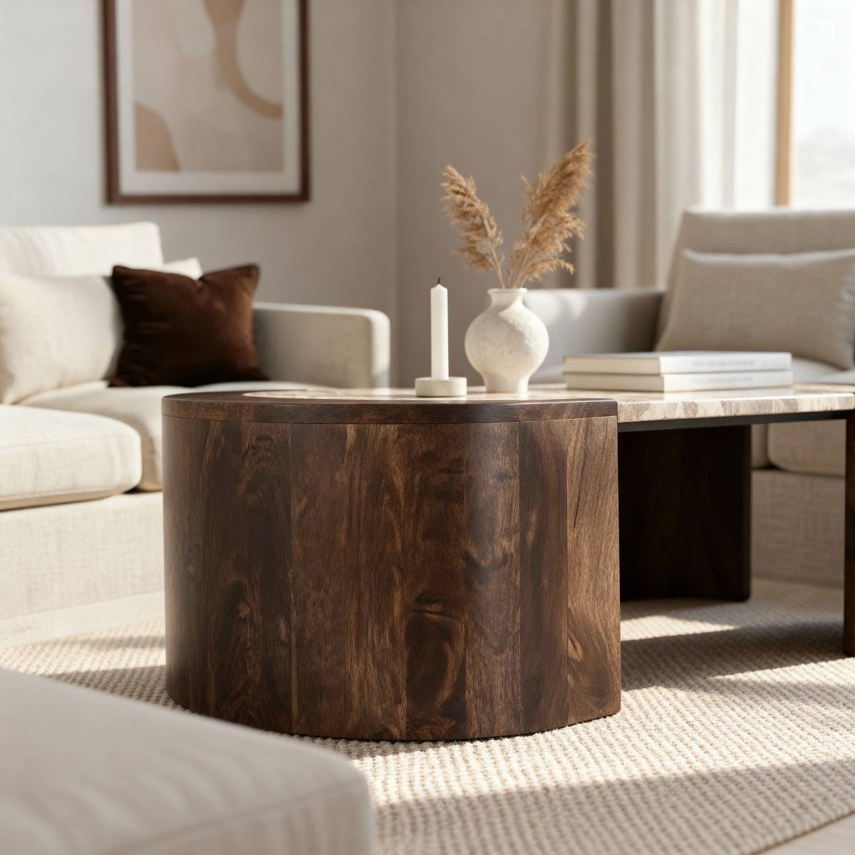 Table basse en bois de manguier AGNÈS bois foncé, MADE IN MEUBLES