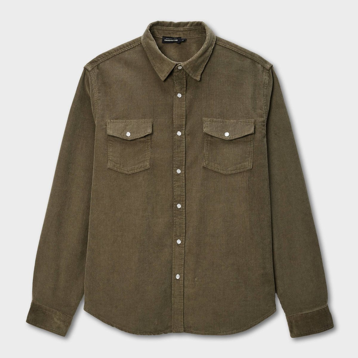 Chemise manches longues à snaps velours en coton BIO GOTS elm, MONOPRIX