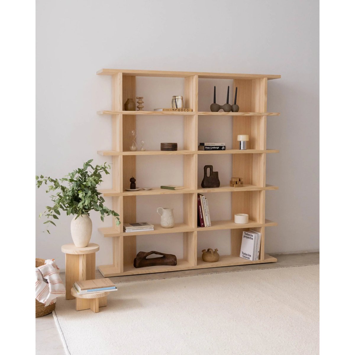 Bibliothèque en pin massif non verni MONTGÓ 2x5 bois clair, NAAN FURNITURE