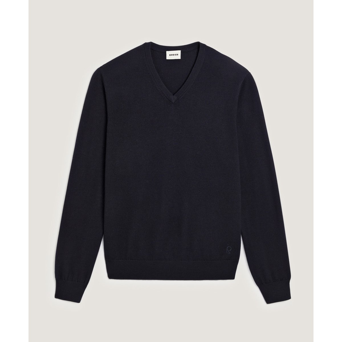 Pull col V en laine mérinos bleu nuit, RODIER