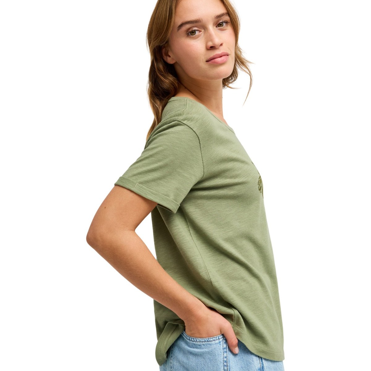 T-Shirt, manches courtes, col rond, . vert oil green, ROXY
