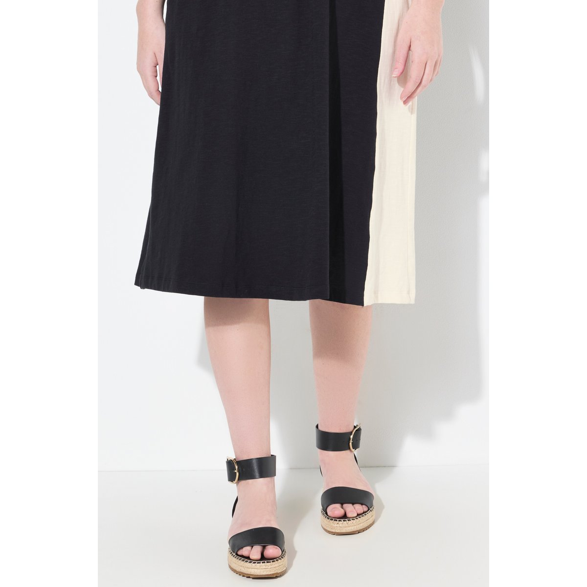 Jupe midi, ourlet asymétrique, poches noir, ULLA POPKEN