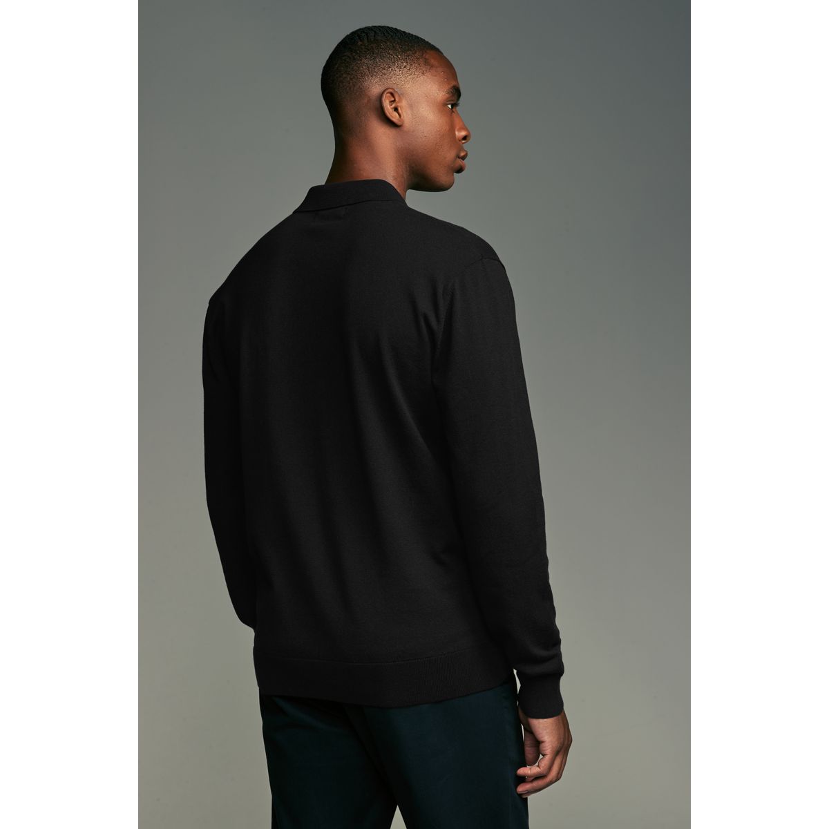 Polo en maille à manches longues, lot de 2 noir/bleu marine, NEXT