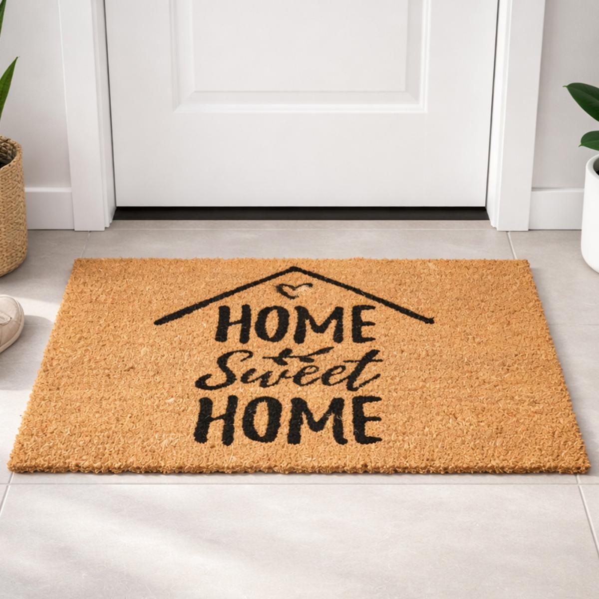 Paillasson motif texte en relief, chaleureux, HOME SWEET HOME 3 orange, UN AMOUR DE TAPIS