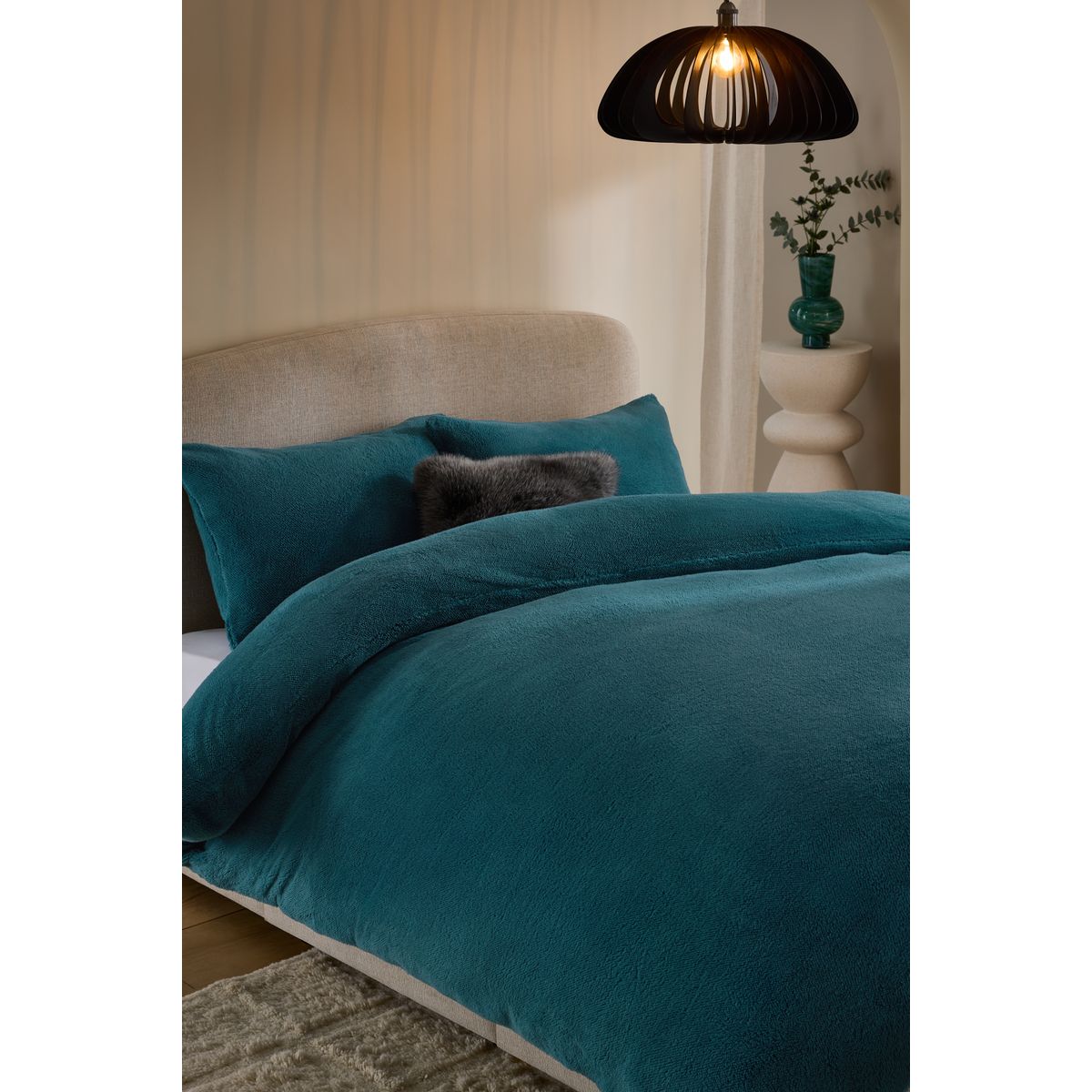 Housse de couette et taie oreiller en polaire bleu sarcelle, NEXT