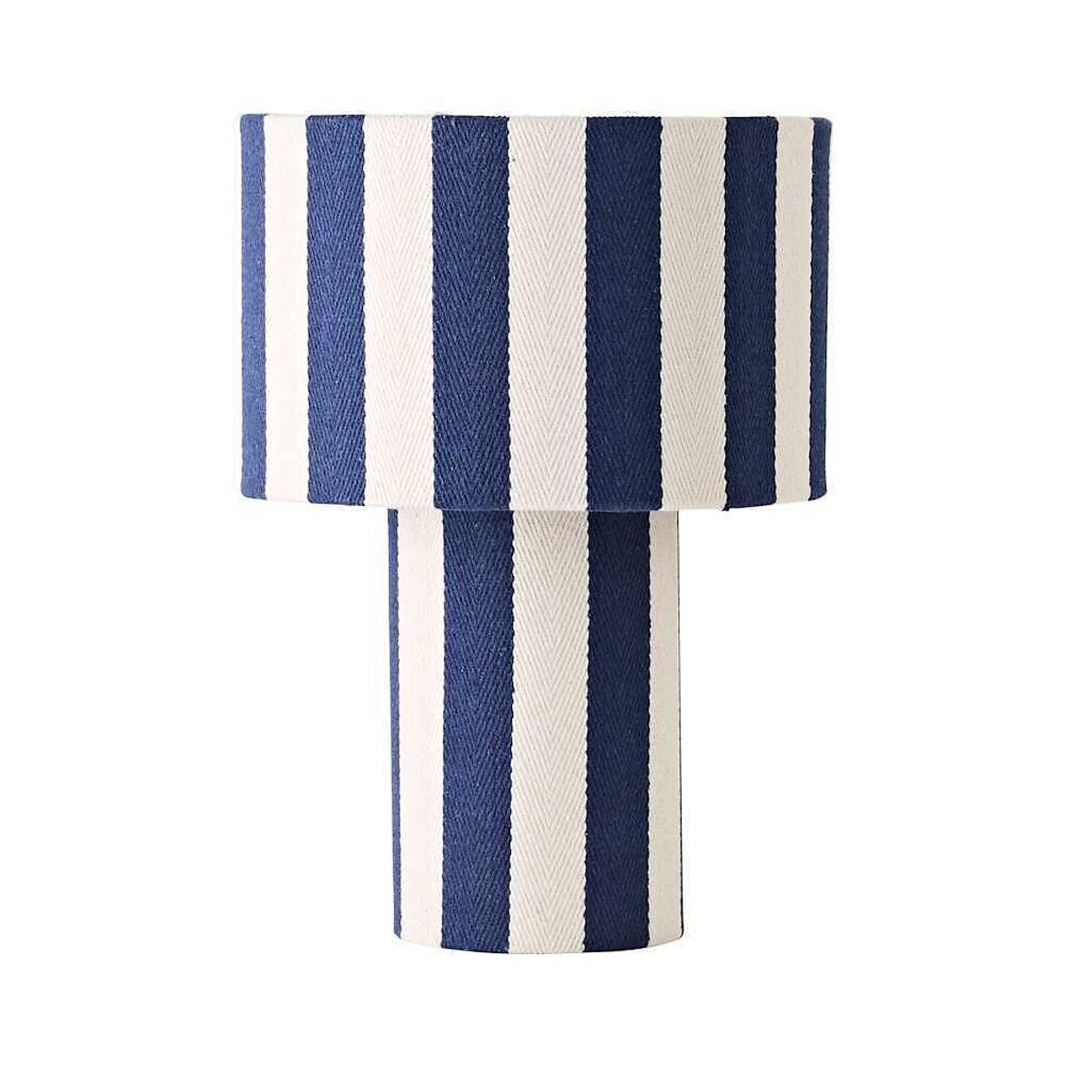 Flossy Stripe Linen Midi Table Lamp navy blue, SO'HOME