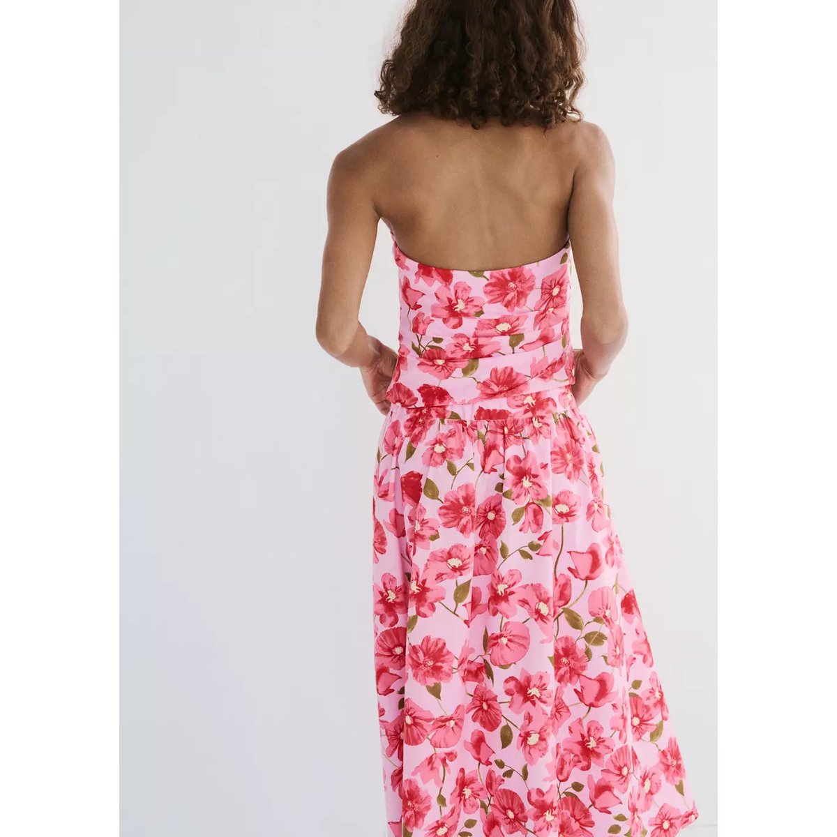 Top floral à col halter rose, MANGO