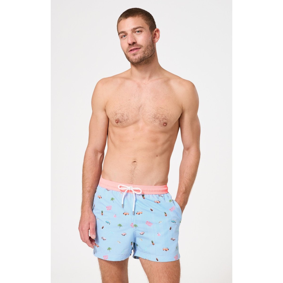 Short de bain imprimé Californie bleu, ARTHUR